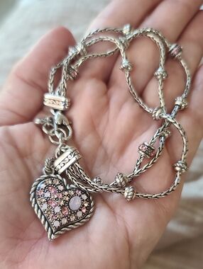 $75 Brighton 2011 "POWER OF PINK" Love Me Tender Swarovski Cryst Charm Bracelet!